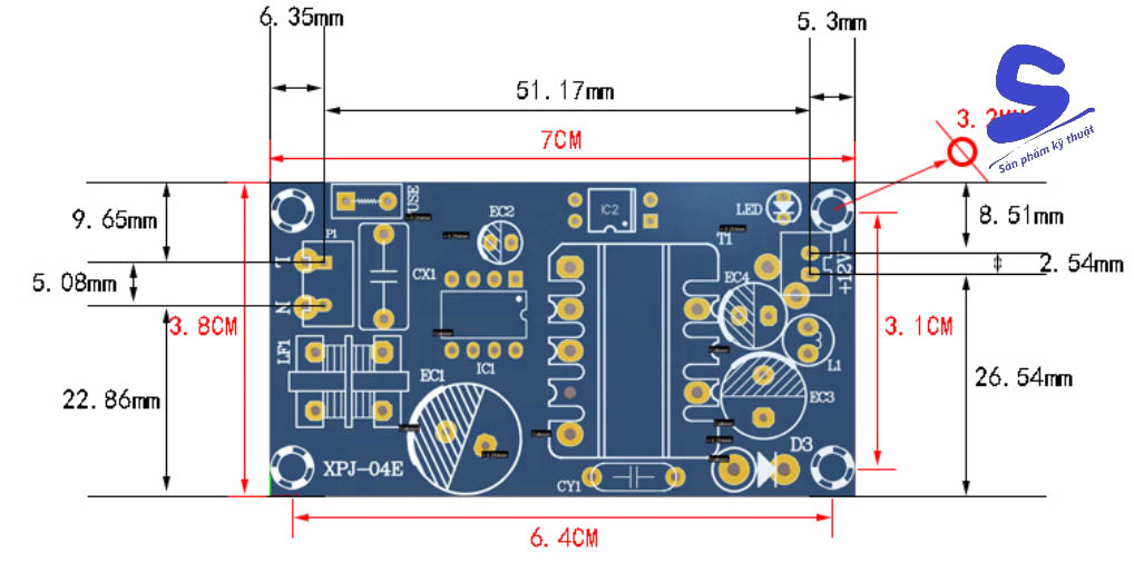 Module nguồn không vỏ 220v – 24V 1A